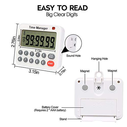 AIMILAR Magnetic Digital Kitchen Timer with Direct Numerical Keypad, Loud Alarm - 99Hr Countdown Count Up Timer for Cooking Baking Classroom, Batteries Included - color: Red-2
