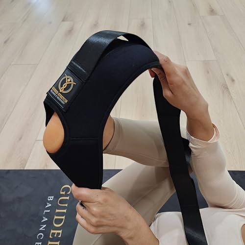 Stretching Strap with Loops and Padded Foot Cradle, Non-Elastic Yoga Strap for Physical Therapy, Hamstring, Calf, Leg and Shoulder Flexibility, Velcro-Free