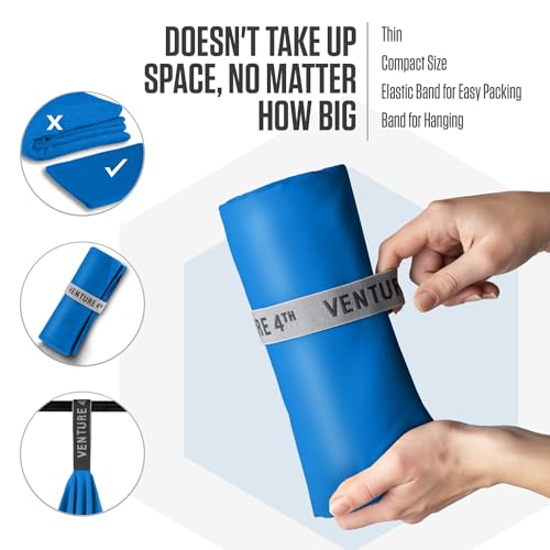 VENTURE 4TH Quick Dry Microfiber Towel for Camping & Gym - Blue Large - color: Blue, size: 60.00" x 31.50"