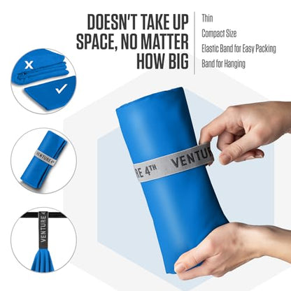VENTURE 4TH Quick Dry Microfiber Towel for Camping & Gym - Blue Large - color: Blue, size: 60.00" x 31.50"
