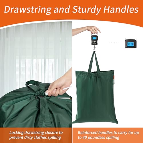 Polecasa Extra Heavy-Duty Laundry Bag with Handles, Green, 21x24” - color: Green, size: 21" x 24" | 1 Pack