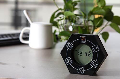 Home & Office Timer with Clock, 5,15, 30, 45, 60 Minute Preset Countdown Timer, Easy-to-Use Time Management Tool (Black) - color: Black - 5, 15, 30, 45, 60 Min