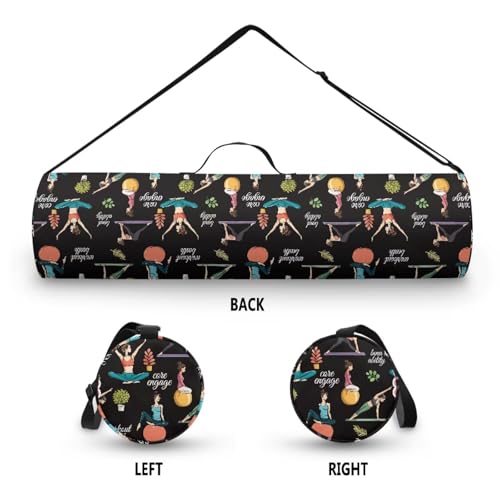 Yoga Mat Bag Portable Yoga Mat Holder with Adjustable Strap Lighweight Gym Tote Bag with Handle - color: Yoga Theme
