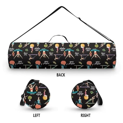 Yoga Mat Bag Portable Yoga Mat Holder with Adjustable Strap Lighweight Gym Tote Bag with Handle - color: Yoga Theme