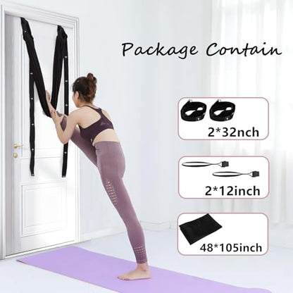 Aerial Yoga Rope for Door,Yoga Door Swing,Leg Stretcher Strap - color: black
