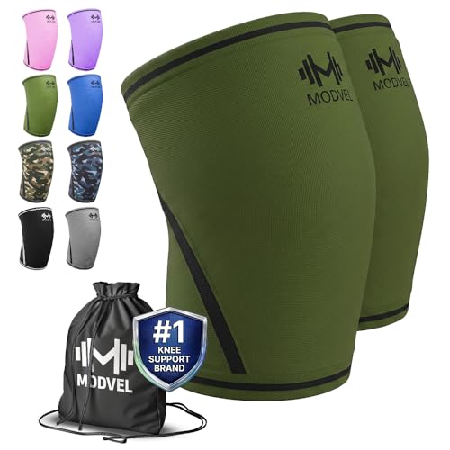 Modvel Strength 7mm Knee Sleeves (Pair) for Weightlifting & Powerlifting (USPA, IPL Approved) | High-Performance Knee Compression Support For Squats, Weight Lifting - Men and Women - color: GREEN, size: Small