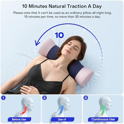 Neck Roll Pillow - Cooling Cover Round Neck Pillow for Sleeping - Memory Foam Cervical Roll Pillow - Ergonomic Bolster Pillow for Neck, Leg, Back, Yoga, Relaxing (Blue Purple) - color: Blue Purple