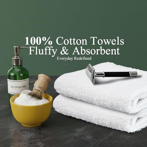24 Pack White Hand Towels 100% Cotton Spa Towel – 16x27 inches Highly Absorbable Facial Towels Gym, Hair, Face, Bulk Small Towels (Not Bleach Proof) - color: White, size: HAND TOWEL PACK OF 24 16X27