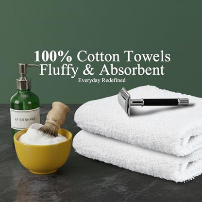 24 Pack White Hand Towels 100% Cotton Spa Towel – 16x27 inches Highly Absorbable Facial Towels Gym, Hair, Face, Bulk Small Towels (Not Bleach Proof) - color: White, size: HAND TOWEL PACK OF 24 16X27