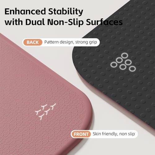 Foldable Yoga Mat Extra Thick 0.32"(8mm) | Folding Exercise Mat,Odorless POE, Non-Slip Grip, No-Curl Edges, Great for Yoga, Pilates & Home Workouts - color: Deep Pink-Pattern