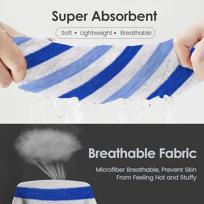 JML Bath Towels Set, 2 Pack, 30" x 60", Cabana Stripe Blue - color: Cabana Stripe Blue, size: 2 Pack (30 in x 60 in)