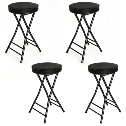 Folding Stool,24 Inch Foldable Portable Height Bar Stools Chair - color: Black, size: 24"X 4PCS