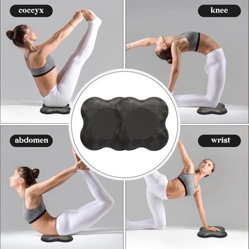 2 Packs Yoga Knee & Elbow Cushions - Extra Thick Foam for Knees, Elbows, Wrists, Hands & Head - Pilates & Kneeling Pads - Support Foam Pads for Women & Men - color: black
