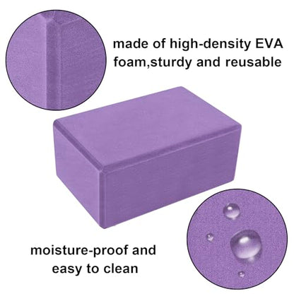 Muka Yoga Blocks 4x6x9 Inch, High Density EVA Foam Yoga Brick for Meditation, Pilates - color: Purple, size: 4 pack