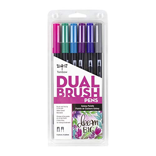 Tombow 56212 Dual Brush Pen Art Markers, Galaxy, 6-Pack. Blendable, Brush and Fine Tip Markers - color: Galaxy