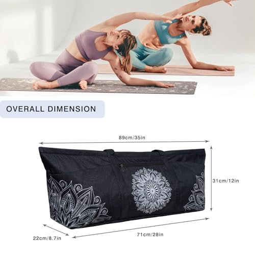 Yoga Mat Bag Yoga Mat Carrier with Shoes Compartment & Wet Pocket Pilates Bag with Zipper Pockets & Yoga Mat Holder Strap Yoga Bags and Carriers Fits All Your Stuff - color: Mandala Black