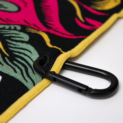 RokFit Gym & Golf Towel – Multi-Use, Quick-Dry, Durable Utility Towel with Bold Graphic and Carabiner Clip (Eternal Bloom) - color: Eternal Bloom