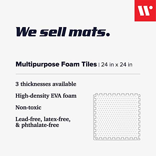 We Sell Mats 3/8" Thick Multipurpose EVA Foam Exercise Floor Mat, Interlocking Tiles, Anti-Fatigue for Home or Gym - color: Blue, style: 48 Square Feet (12 Tiles)