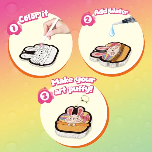 Artnedu Magic Puffy Paint 3D Art,Cute Bunny Theme,Ages 4-10 | Mess-Free Paint by Number Craft for Kids,DIY Color & Inflate Activity, Creative holiday gifts suitable for boys and girls - color: Easter