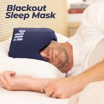 illo Sleep Mask - Thick 360 Fluffy Full Head Blocks Light & Muffles Sound - color: Bedtime Blue