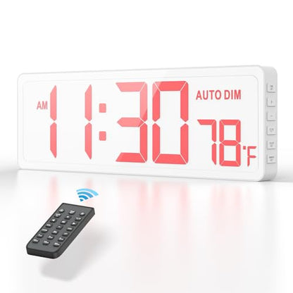 REACHER 16.5" Large Digital Wall Timer Clock, Countdown/up, Remote Control - color: White