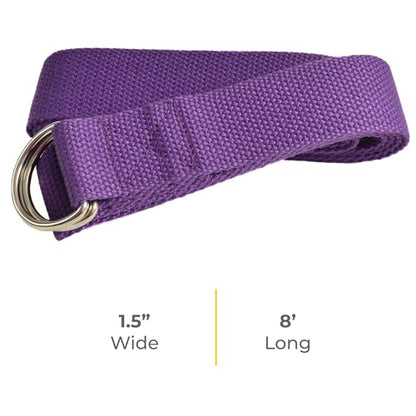 Bulk Yoga Straps, 10 Pack, 8ft, D-Ring Buckle - color: Purple