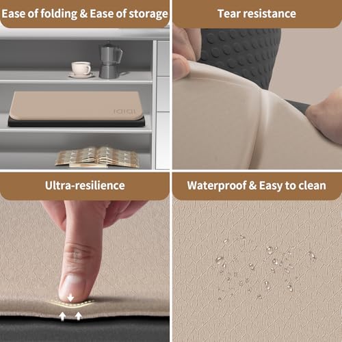 Foldable Exercise Pad Extra Thick 1.2" x 14" x 24" - color: Beige+Black