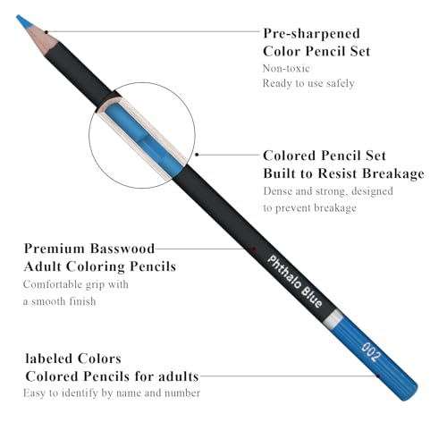 Yagol Colored Pencils for Adult Coloring Books, 72 Color Pencil Set in Tube | Soft Core Coloring Pencils for Adults; Adult Coloring Pencils for Drawing, Sketching, Blending, Shading & Art Supplies
