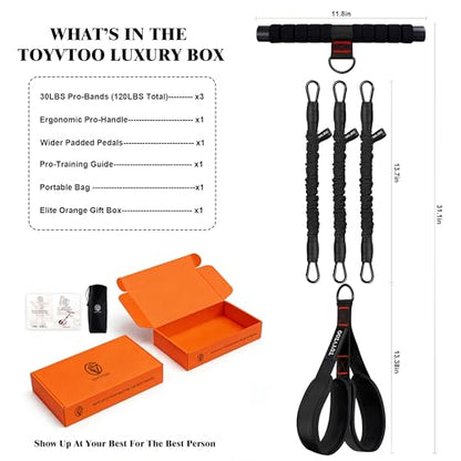 3-Tube Pedal Resistance Band w/Handles, 30/40LBS Sit Workout Gear - color: black, size: 30lbs