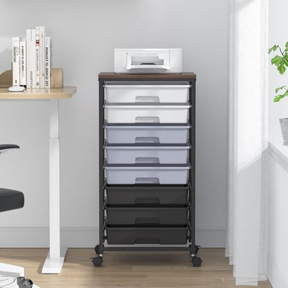 SYKIARIOL Rolling Cart with Drawers,8 Drawers Utility Cart,Grey Gradient - color: Grey