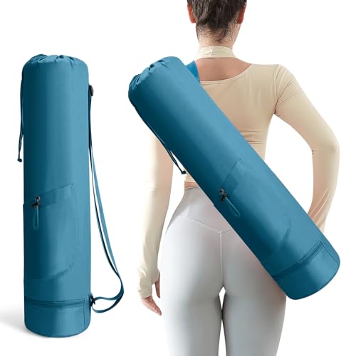 Yoga Mat Bag, Yoga Bag with Adjustable Strap and Pockets - color: Blue