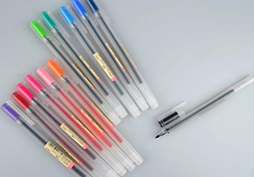 bouti1583 Gel Pens [0.5mm] 12 Colors Pack Ink Ball Point Pen For Office School Stationery Supply