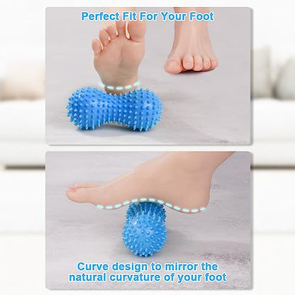 URAQT Spiky Massage Ball Set, 2 Pack Physical Therapy Massage Balls, Hard Lacrosse Ball & Spiky Massage Ball for Myofascial Release and Trigger Point Deep Tissue Massage (Blue) - color: 2pcs-blue