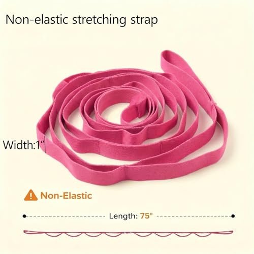 Stretching Strap, Yoga Stretch Strap for Home Workout Exercise Pilates and Gymnastics, Non Elastic Stretch Band with 10 Loops for Flexibility Training, Aesthetic Packaging for Women and Men - color: Pink