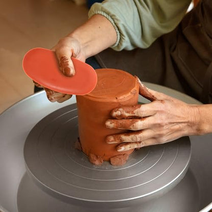 6 Pieces Red Pottery Ribs Soft Rubber Pottery Clay Ribs Set Ceramic Shaping Tools Silicone Sculpting Tools with 3 Different Sizes for Smooth Finishing and Removing Finger Marks