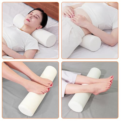 2 Pack Round Massage Table Bolster Pillow Pad, Bolster Pillow, Round Pillows, Suitable for Earthlite Massage Table (White, 5.9''x19.6'') - color: White, size: 5.9''x19.6''