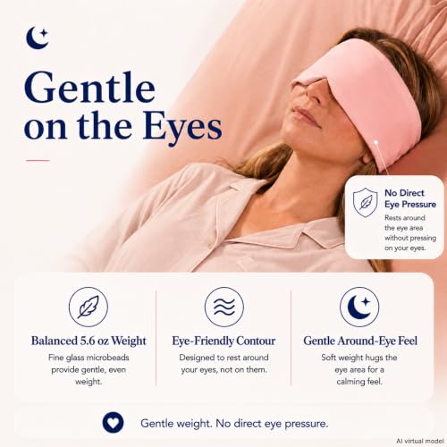 Weighted Eye Mask for Sleeping, Cooling Blackout Satin Sleep Mask for Women | Adjustable & Washable Pink Eye Pressure Cover, Breathable Silky Soft Fabric, Reusable Eye Mask Self Care Gift for Adults