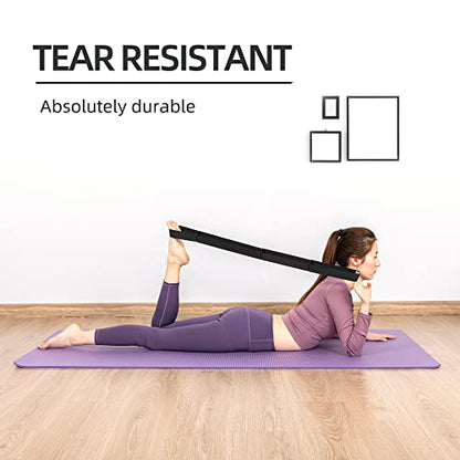 Yoga Stretching Strap for Physical Therapy, Stretch Strap for Home Workout, Exercise, Pilates and Gymnastics, Stretch Strap with 4 Loops, Non-Elastic Hamstring Stretch Strap for Women & Men