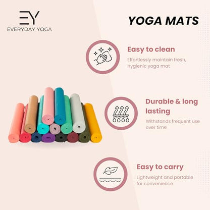 Everyday Yoga Deluxe Mat, Spacious 72"x24" Non-Slip, 3-5mm Extra Thick - color: Lilac, size: 3mm Thick