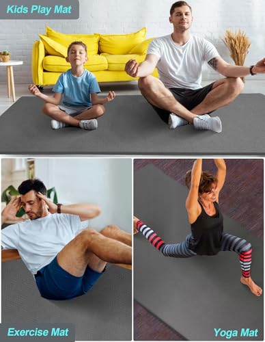 Extra Long & Wide Thick Yoga Mat for Tall Men & Women, 84'' x 32'' x 7mm Oversized Yoga Mat Double-Sided Non Slip, Pro TPE Yoga Mats with Strap - color: Gray