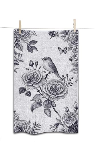 Garden Flowers Roses Peonies Beach Towel Bird and Butterflies Ink Art Face Towels Suit Travel Sports Pool Swimming Bath Camping Spa Gym Yoga,15x30 Inch - color: Garden Flowers Roses Peonies