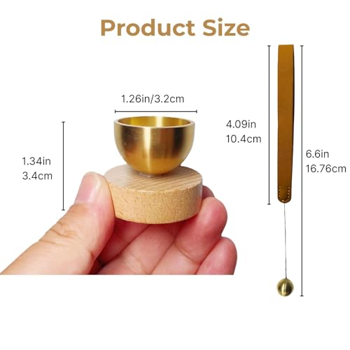 Mini Singing Bowl Set, Small Portable Brass Meditation Sound Bowl with Copper Striker Ball & Drawstring Pouch, for Yoga, Mindfulness, Relaxation, Chakra & Spiritual Gift (1.6 inch, SMALL SIZE)