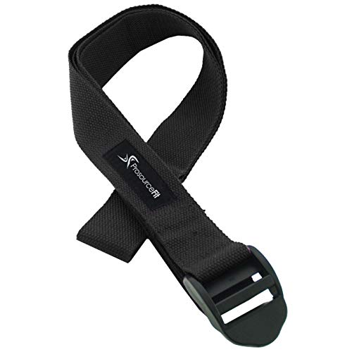 ProsourceFit Durable Cotton Cinch Buckle Yoga Strap for Stretching, Flexibility & Physical Therapy - color: Black