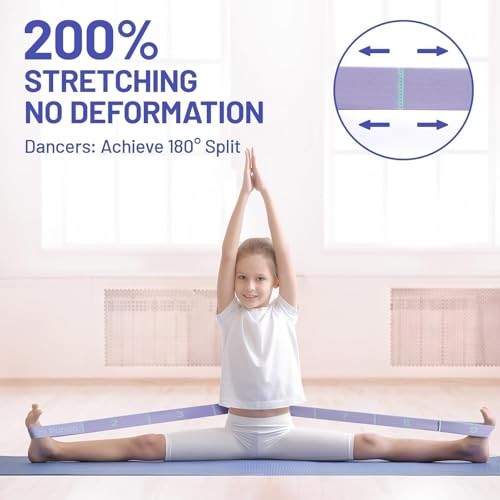 Slim Panda Stretch Strap, Multi-Loop for Physical Therapy,Elastic Yoga Stretching Strap for Dance,Yoga, Pilates & Gymnastics Exercise, Ballet Stretching Band for Flexibility, Leg Stretching - color: Pink+Purple