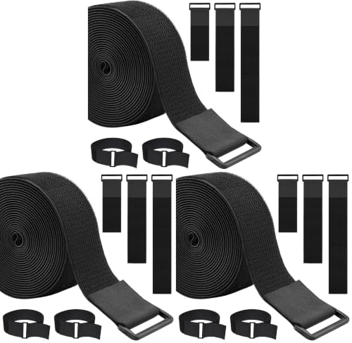 1.5In x 16Ft Cinch Straps Heavy Duty With 20 Buckles, Black Nylon Hook and Loop Straps, Reusable Long Cable Ties for Organizer or Storage (Pack of 3) - size: 1.5In x 16Ft (Pack of 3)