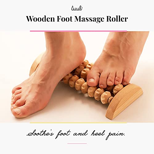 tuuli Wooden Foot Massager, Grooved Muscle Roller, Helps Ease Muscle Tension and Improve Blood Circulation, Natural Wood Therapy Massage Tools for Feet (M) - size: M