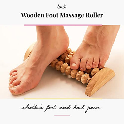 tuuli Wooden Foot Massager, Grooved Muscle Roller, Helps Ease Muscle Tension and Improve Blood Circulation, Natural Wood Therapy Massage Tools for Feet (M) - size: M