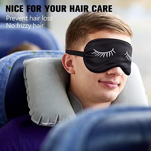 Jecery 6 Pieces Silk Sleep Eye Masks Soft Eye Masks Adjustable Blindfold Eyeshade Sleep Eye Cover Smooth Sleeping Masks with Storage Bag for Women Men Sleep Travel Nap