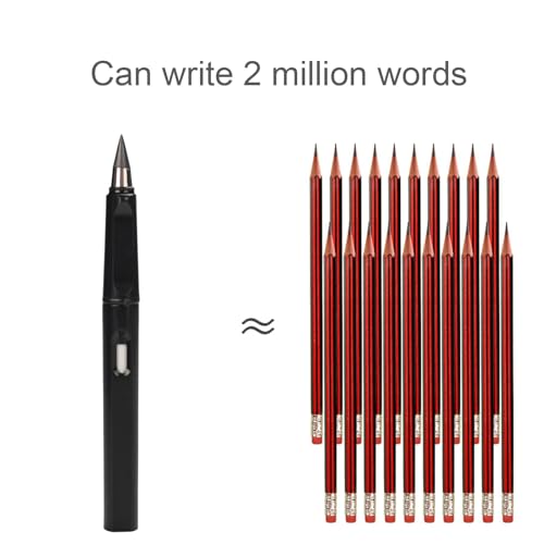 Everlasting Pencils,Inkless pen,lapiz infinito,No Sharpen 0.7mm, 4Pcs Pencils With 8Pcs Replaceable Pencil Leads(Black White) - color: 4 Pcs Black+White