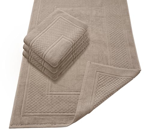 Avalon Towels Beige Bath Mat - 100% Cotton Set of 4 Absorbent Bathmat - Bathroom Mats Quick Dry Bath Mats for Bathrooms (22x34 Inches) - color: Beige, size: Pack of 4